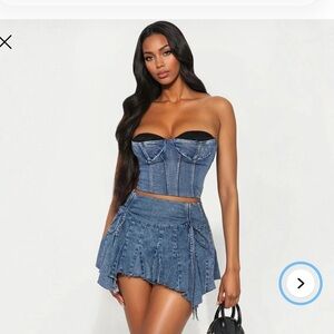 Jessica Mini Denim Handkerchief Skirt - Medium wash